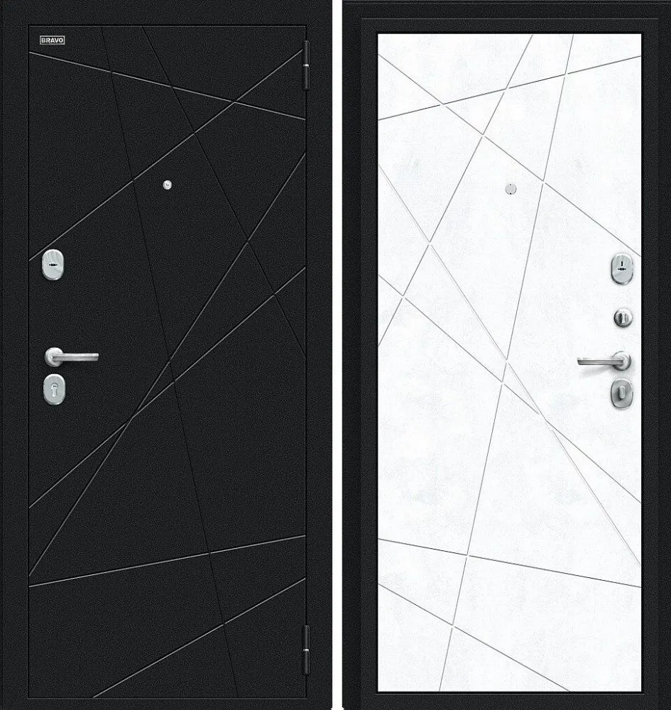 Фото Дверь Браво Граффити-5 Букле черное/Snow Art DIS006722